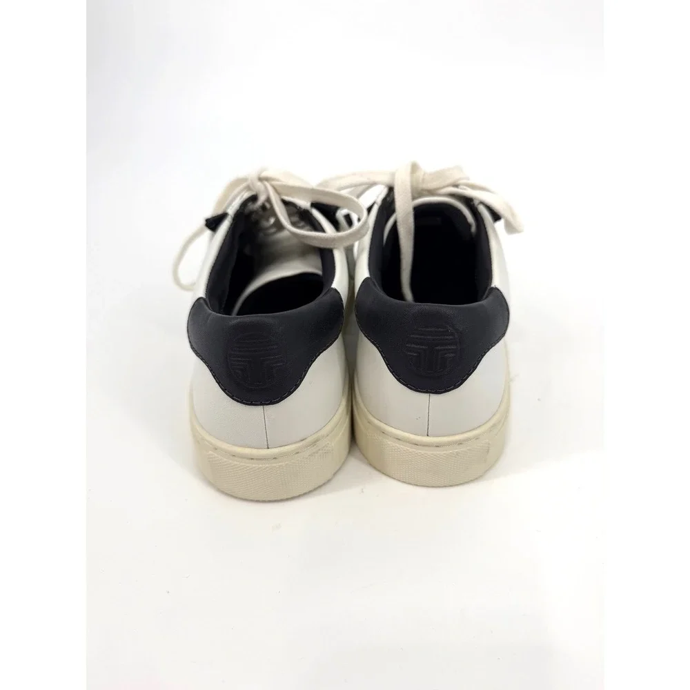 Tory Sport Ruffle Sneaker Womens 7M White Navy Leather Low Top Tennis Shoe